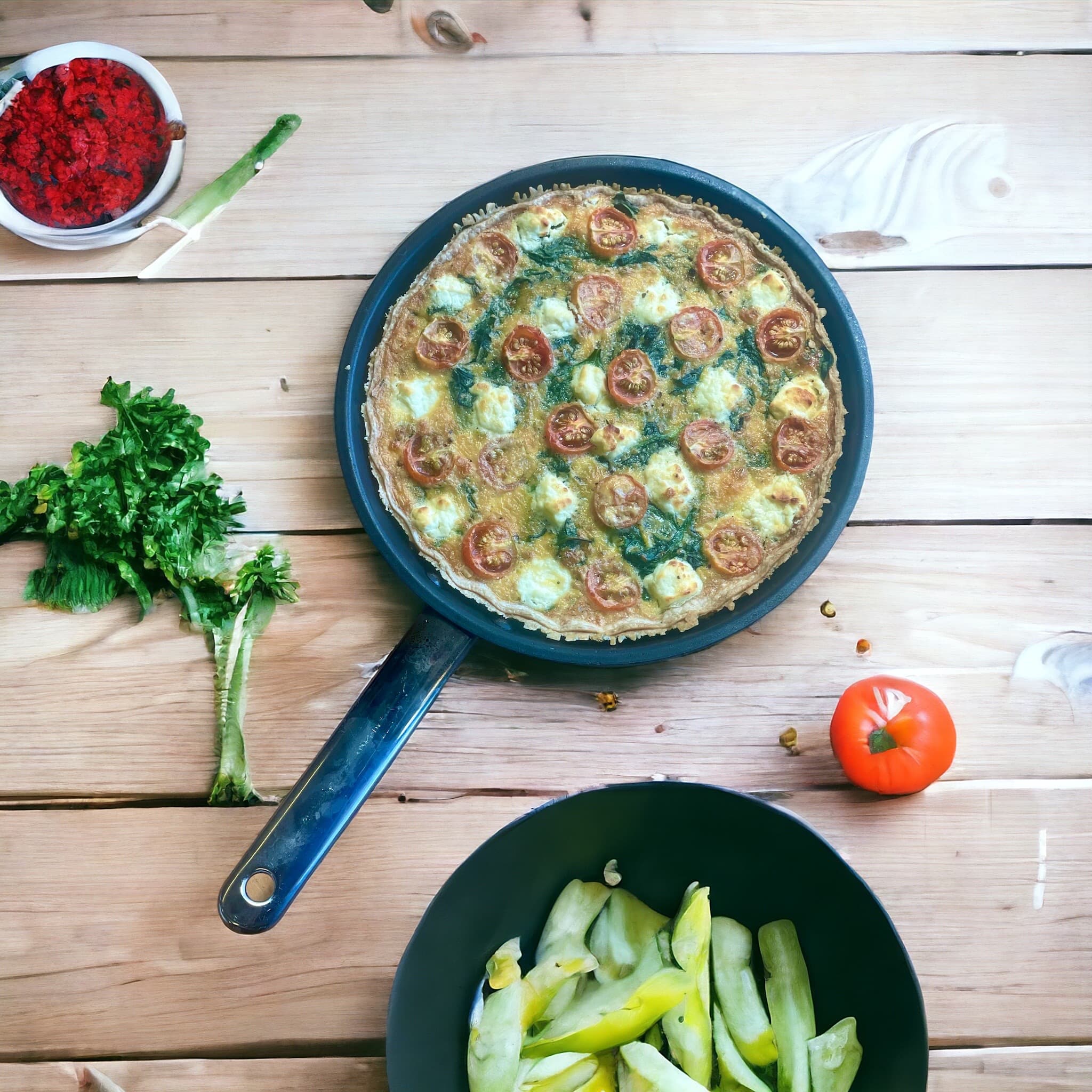 Quiche: Roast Tomato, Spinach & Goat's Cheese